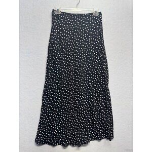 Black & White Polka Dot Rayon Skirt By Salaam Womens Small